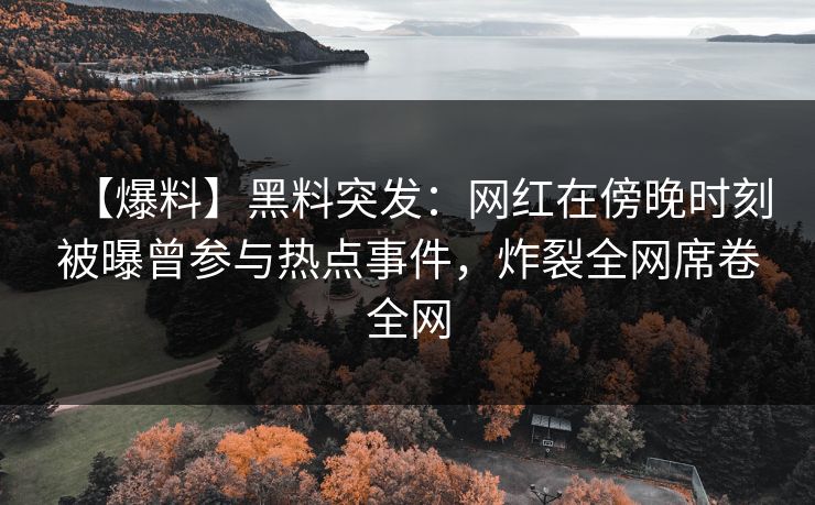 【爆料】黑料突发：网红在傍晚时刻被曝曾参与热点事件，炸裂全网席卷全网  第1张