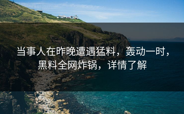 当事人在昨晚遭遇猛料，轰动一时，黑料全网炸锅，详情了解  第1张