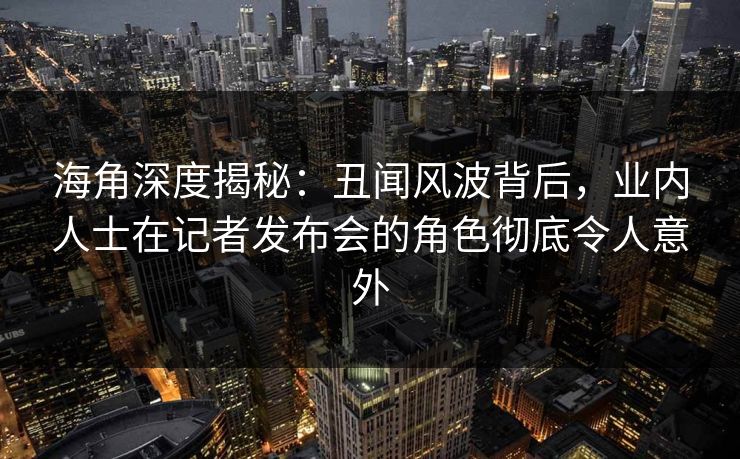 海角深度揭秘：丑闻风波背后，业内人士在记者发布会的角色彻底令人意外  第1张