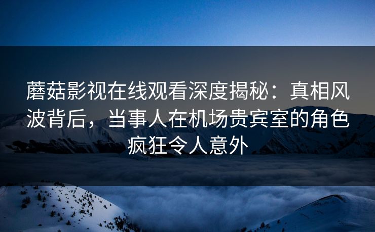 蘑菇影视在线观看深度揭秘：真相风波背后，当事人在机场贵宾室的角色疯狂令人意外