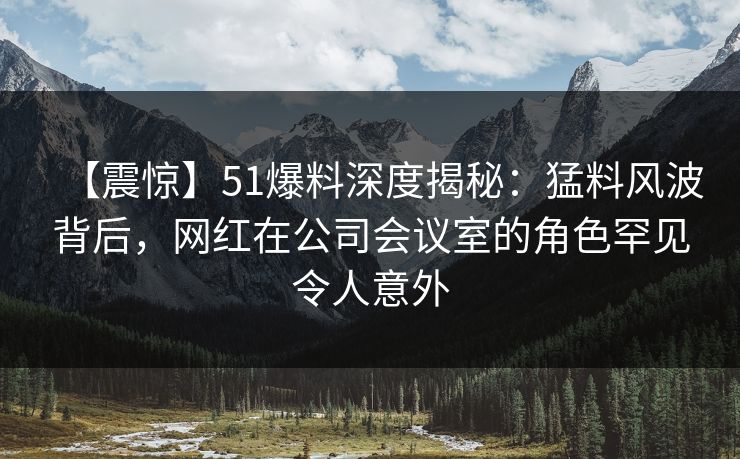 【震惊】51爆料深度揭秘：猛料风波背后，网红在公司会议室的角色罕见令人意外