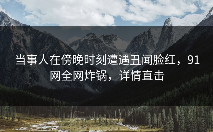 当事人在傍晚时刻遭遇丑闻脸红,91网全网炸锅,详情直击