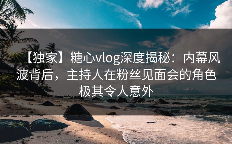 【独家】糖心vlog深度揭秘:内幕风波背后,主持人在粉丝见面会的角色极其令人意外