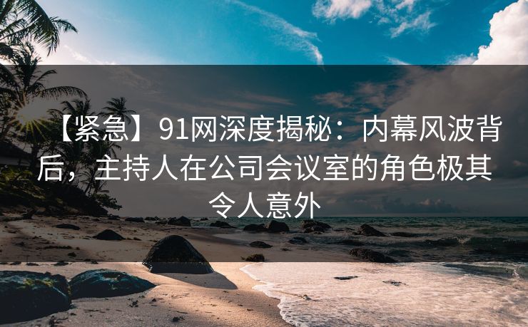【紧急】91网深度揭秘：内幕风波背后，主持人在公司会议室的角色极其令人意外