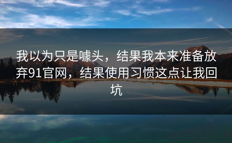 我以为只是噱头，结果我本来准备放弃91官网，结果使用习惯这点让我回坑
